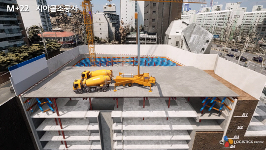 드론 플랫폼을 활용해 현장 내 장비 배치 계획을 수립한 모습. [CJ대한통운 건설부문 제공]